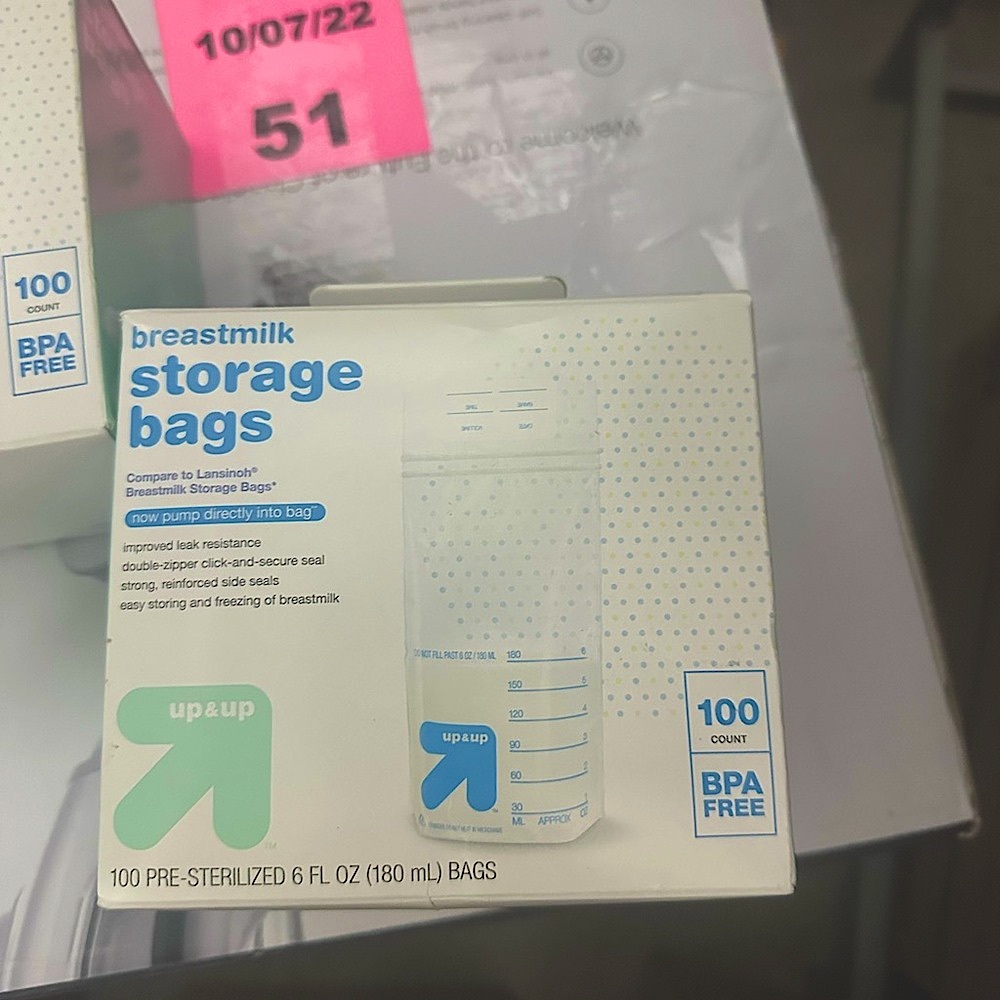 Breastmilk Storage Bags - 100 Count, White and Blue